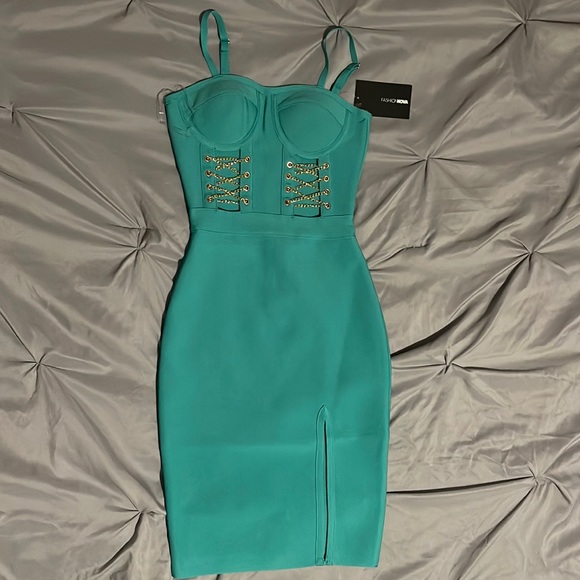 NEW Bandage Mint Dress - Picture 2 of 5